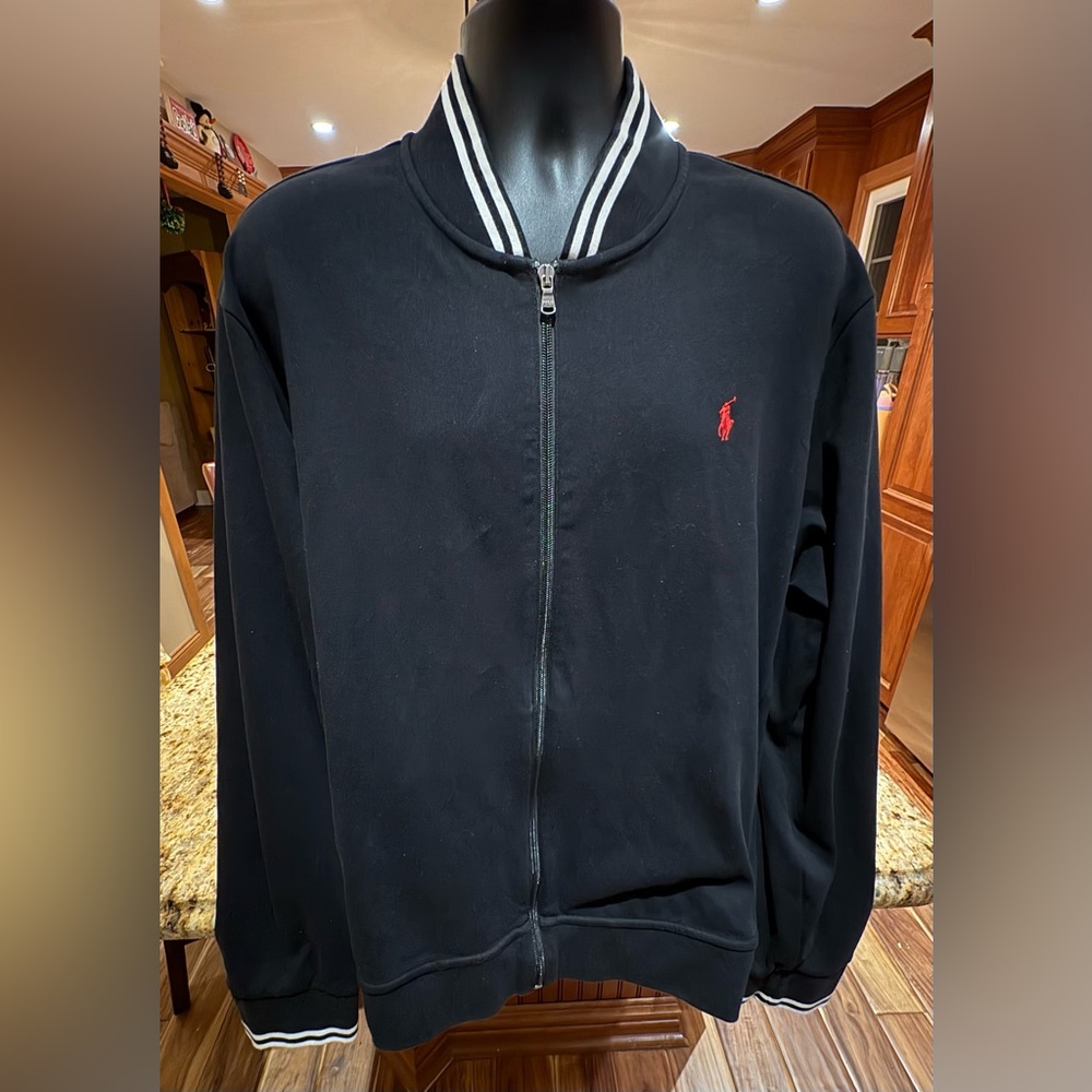 Polo Ralph Lauren Men's full Zip jacket. Sharp black with‎ logo. 2XL